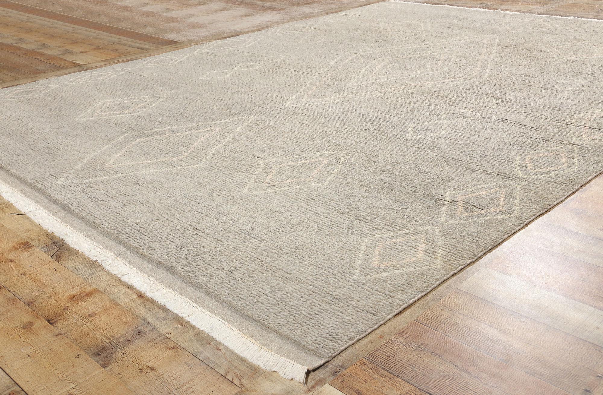 New Contemporary Gray Moroccan Rug, Minimalistischer Bohemian trifft auf Tribal-Enchantment (21. Jahrhundert und zeitgenössisch) im Angebot