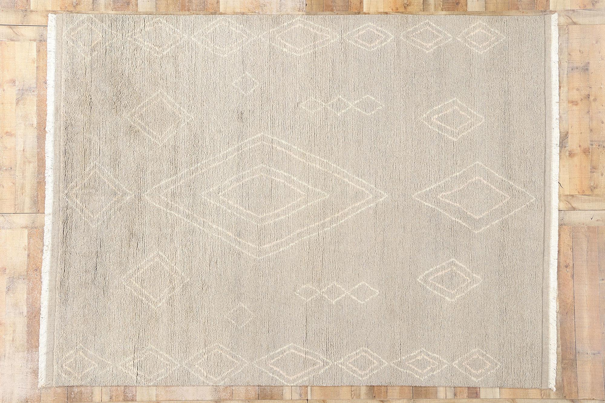 New Contemporary Gray Moroccan Rug, Minimalistischer Bohemian trifft auf Tribal-Enchantment im Angebot 1