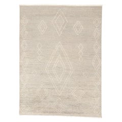 Nuovo Tappeto marocchino grigio contemporaneo, l'incanto minimalista bohémien incontra quello tribale