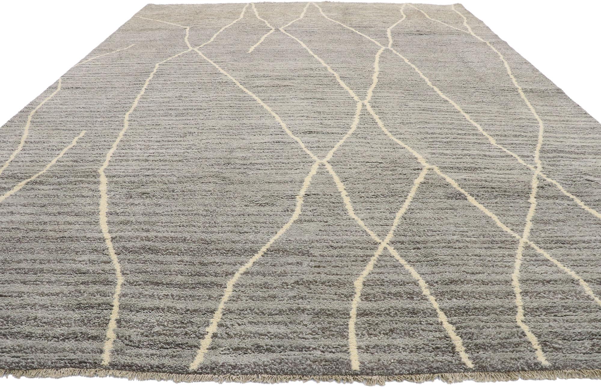 Neuer zeitgenössischer grauer marokkanischer Teppich mit modernem schwedischem Mysigt-Stil (Skandinavische Moderne) im Angebot
