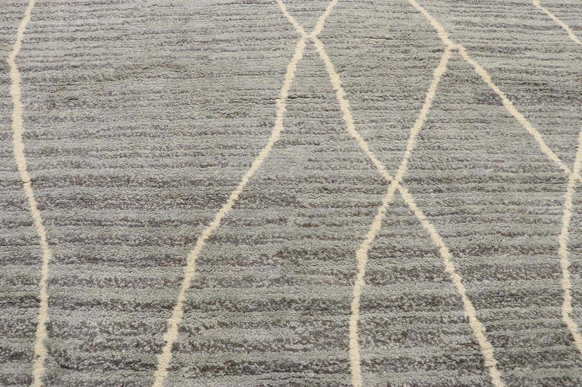 Neuer zeitgenössischer grauer marokkanischer Teppich mit modernem schwedischem Mysigt-Stil (Pakistanisch) im Angebot