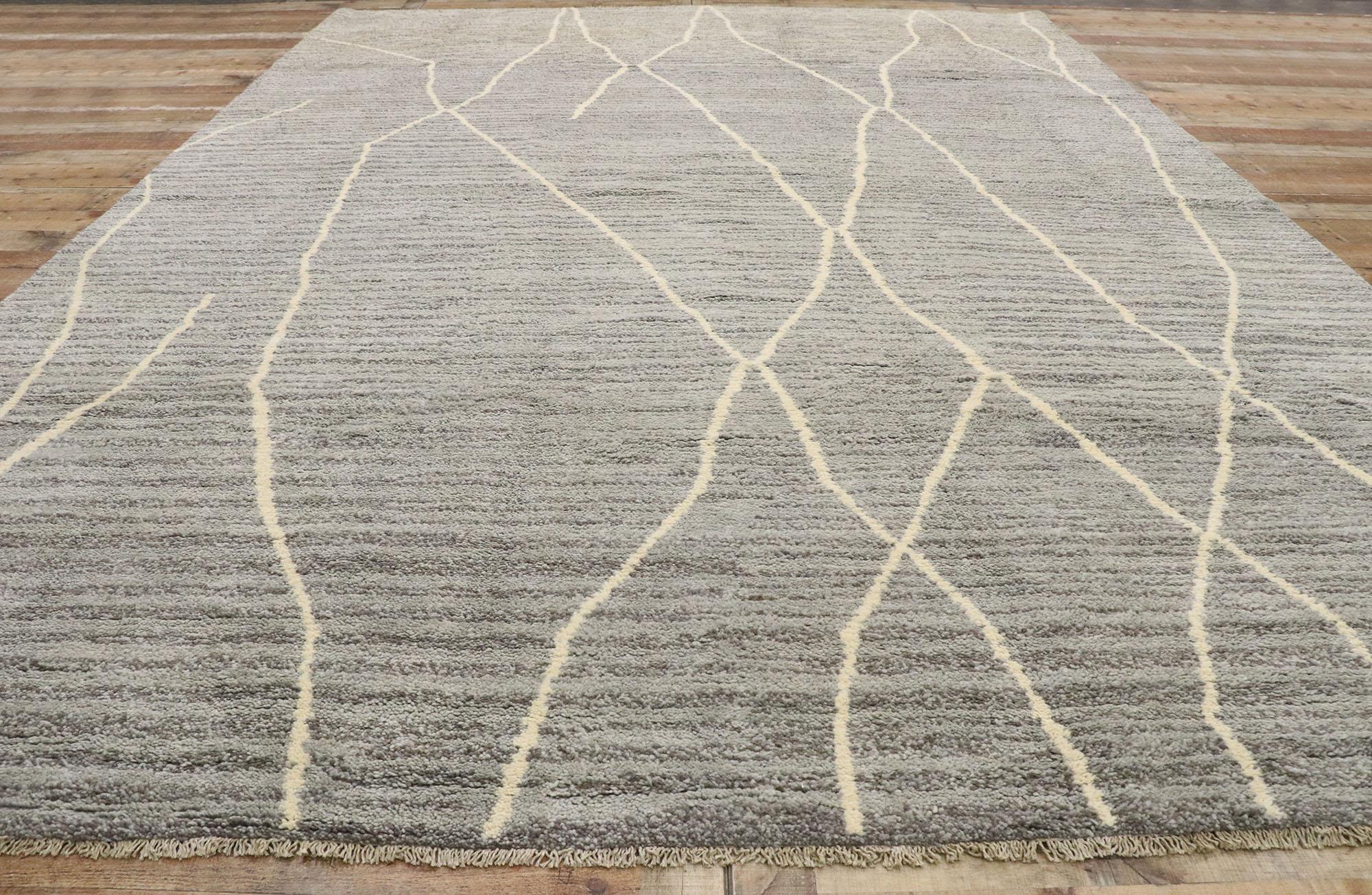 New Contemporary Gray Moroccan Rug with Modern Swedish Mysigt Style In New Condition For Sale In Dallas, TX