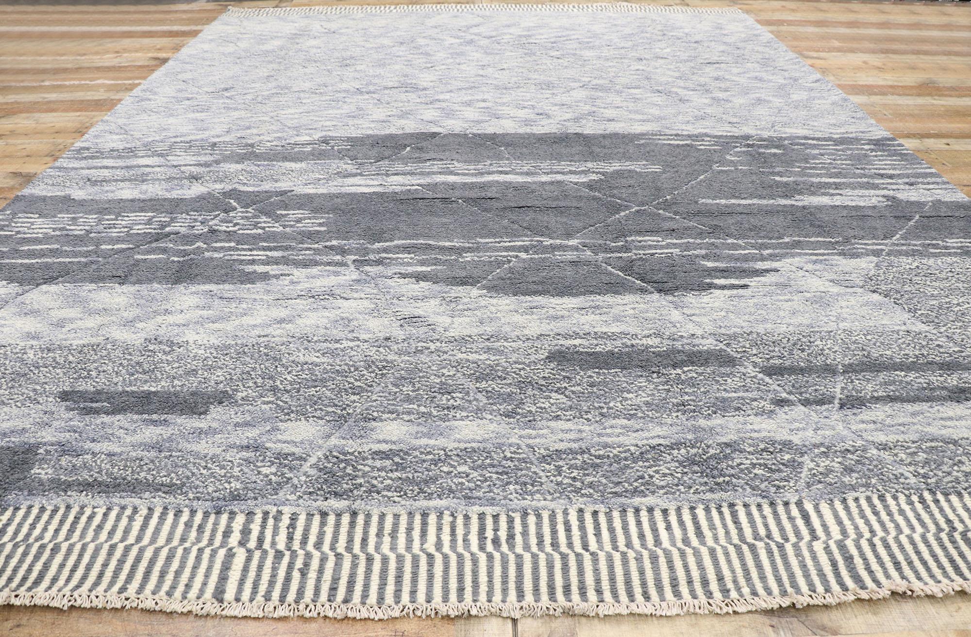 New Contemporary Gray Moroccan Style Rug with Modern Bauhaus Style In New Condition For Sale In Dallas, TX