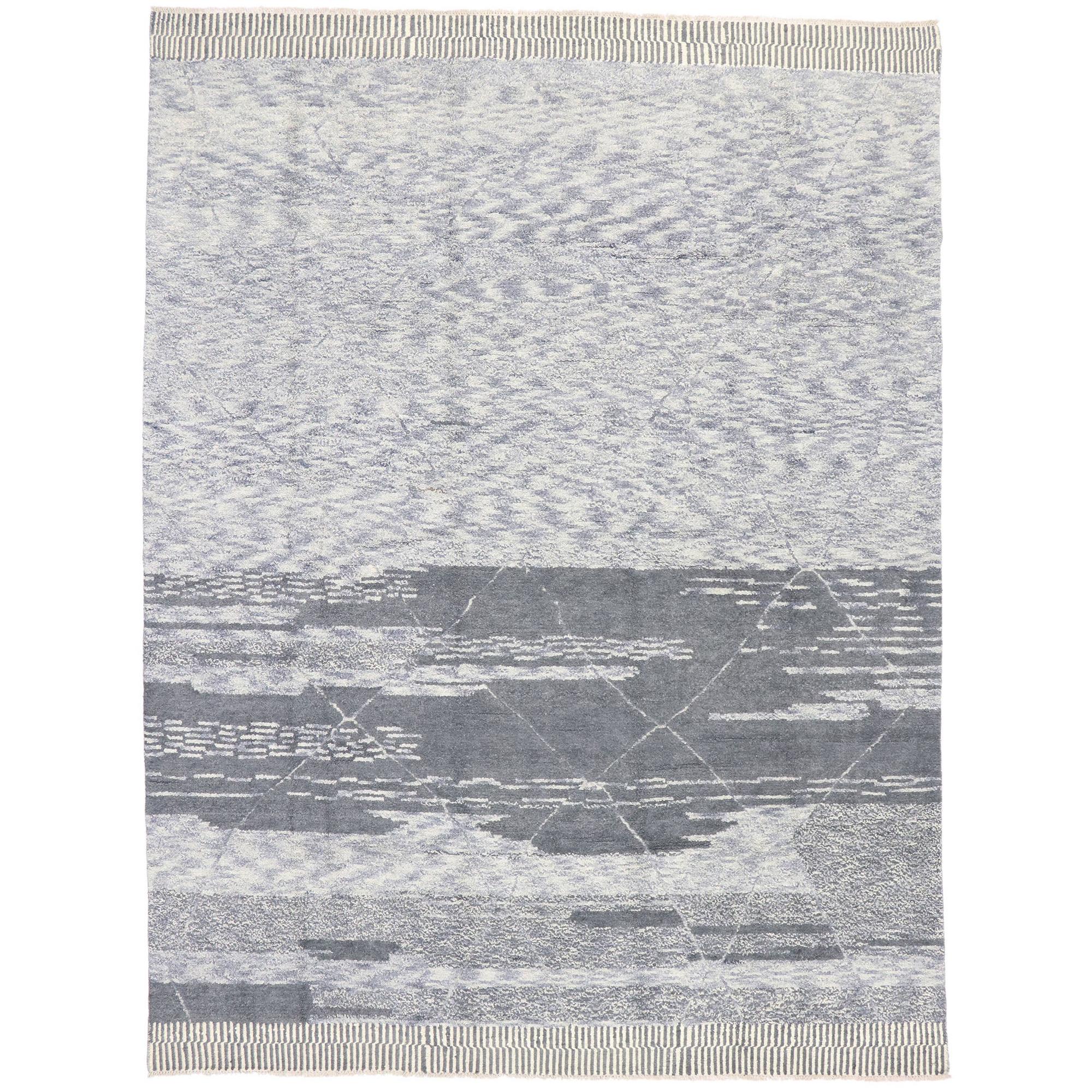 New Contemporary Gray Moroccan Style Rug with Modern Bauhaus Style For Sale