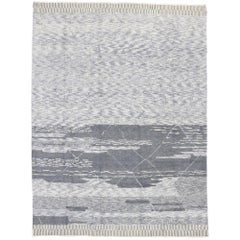 Zeitgenössischer grauer Teppich im marokkanischen Stil mit modernem Bauhaus-Stil