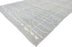 New Contemporary Gray Moroccan Style Rug with Modern Linear Design