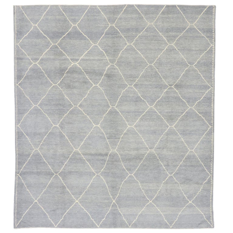 New Contemporary Gray Moroccan Style Rug with Modern Trellis Design For  Sale at 1stDibs