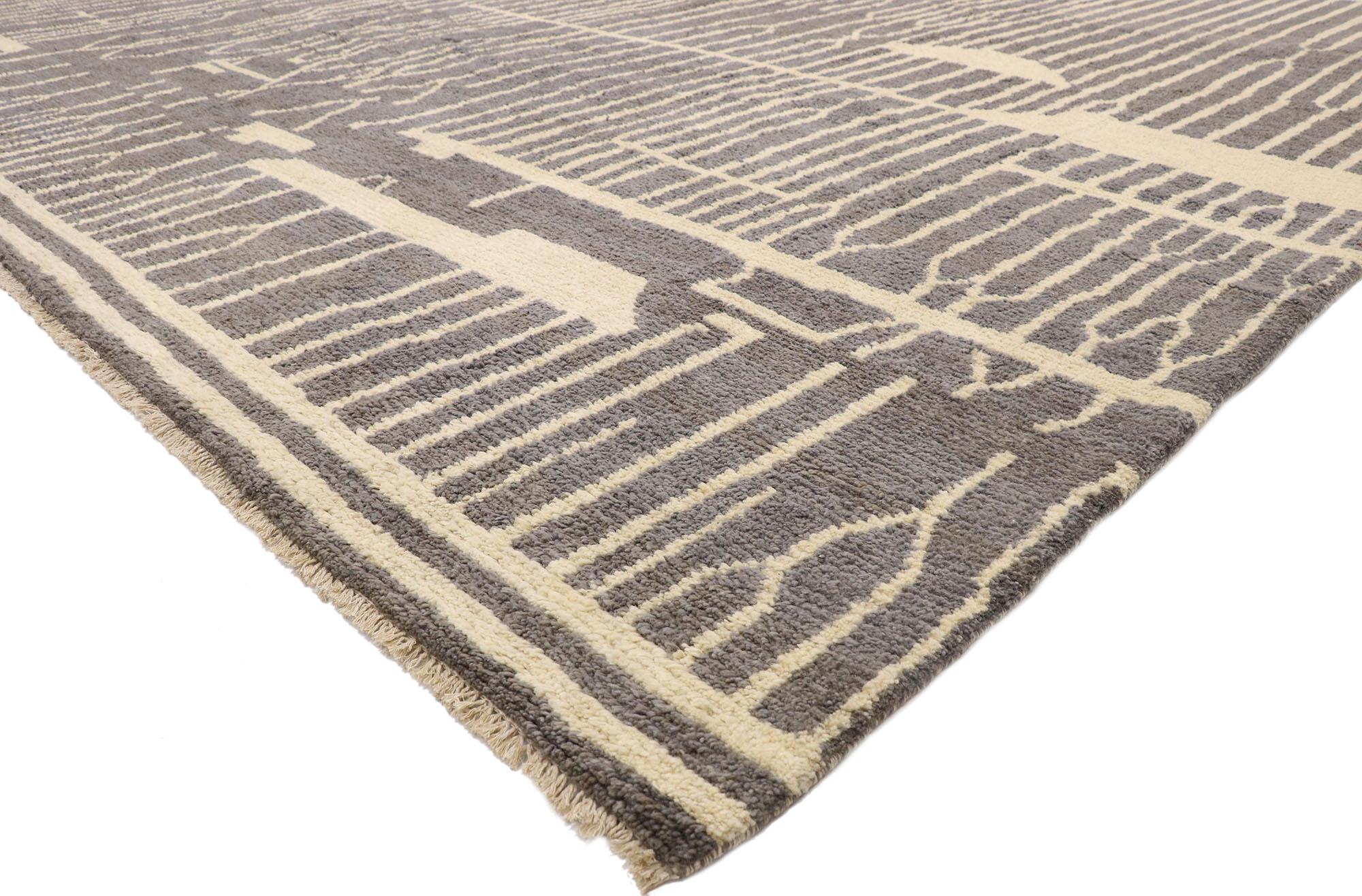 Pakistani New Contemporary Gray Moroccan Style Rug with Organic Modern Style Hygge Vibes