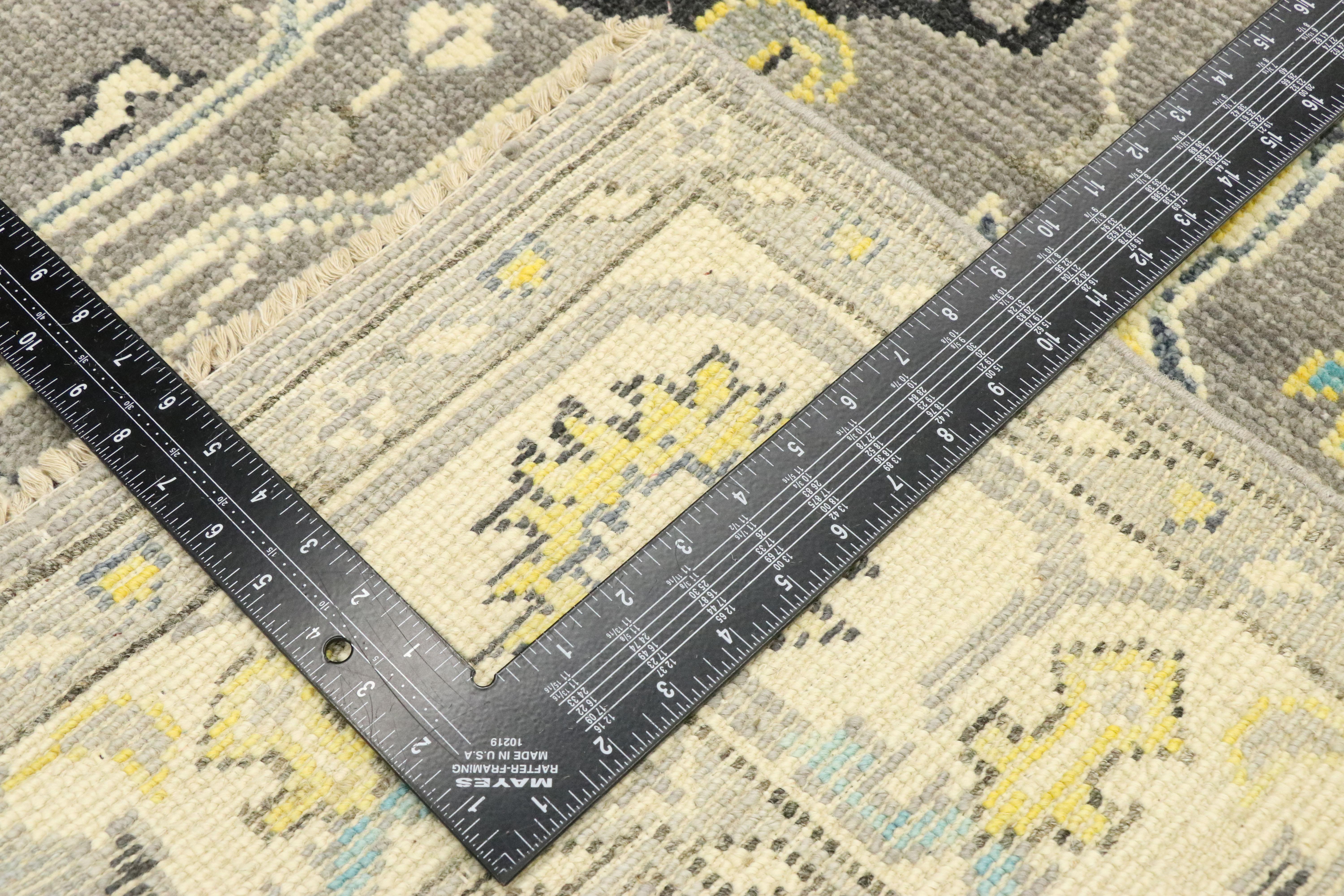Hand-Knotted New Contemporary Gray Oushak Rug with Modern Transitional Style For Sale