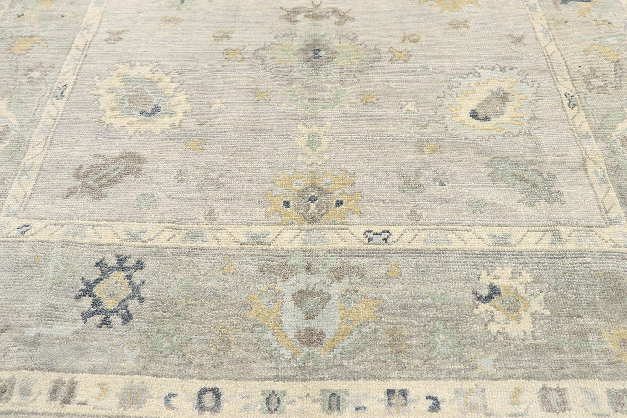 New Contemporary Gray Turkish Oushak Rug with Calming Coastal Style In New Condition In Dallas, TX