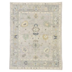 New Contemporary Gray Turkish Oushak Rug with Calming Coastal Style