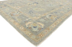 New Contemporary Gray Turkish Oushak Rug with Modern Coastal Cottage Style
