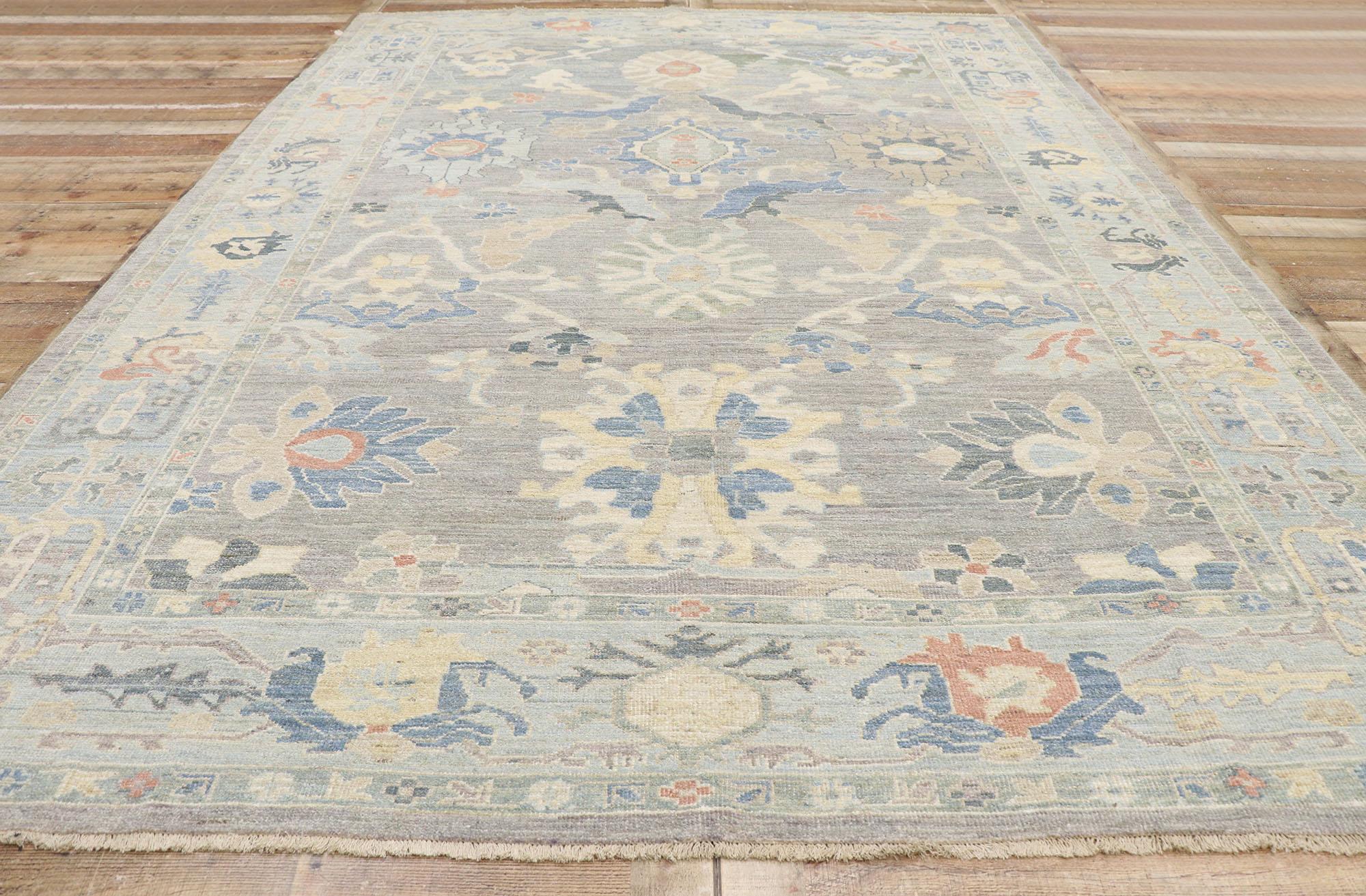 New Contemporary Grau und Blau Persisch Sultanabad Teppich (21. Jahrhundert und zeitgenössisch) im Angebot