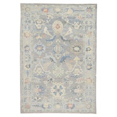 New Contemporary Grey and Blue Persian Sultanabad Rug (tapis persan Sultanabad gris et bleu)