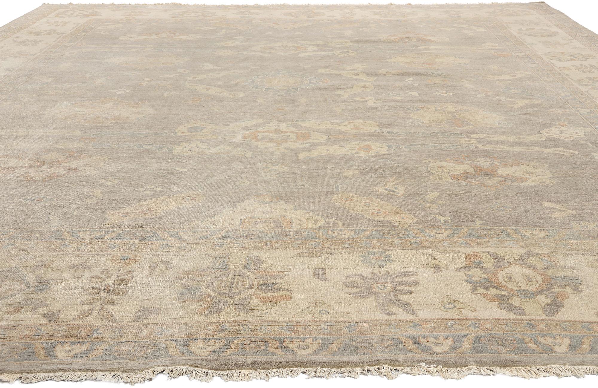 New Contemporary Grau Oushak Teppich, 12'02 x 14'08 (Indisch) im Angebot