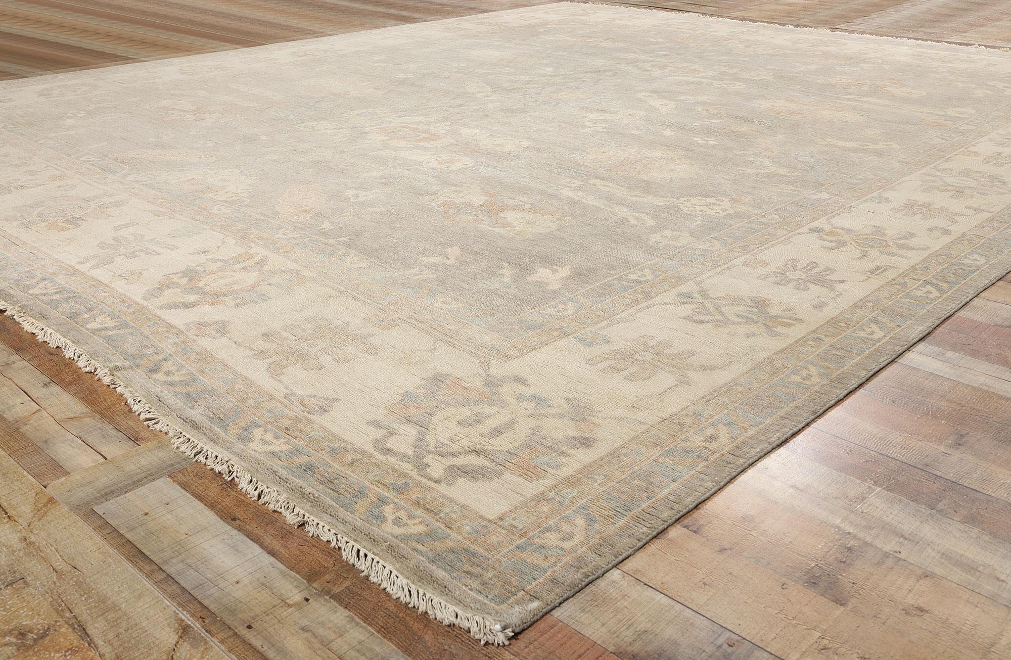 New Contemporary Grau Oushak Teppich, 12'02 x 14'08 (Wolle) im Angebot