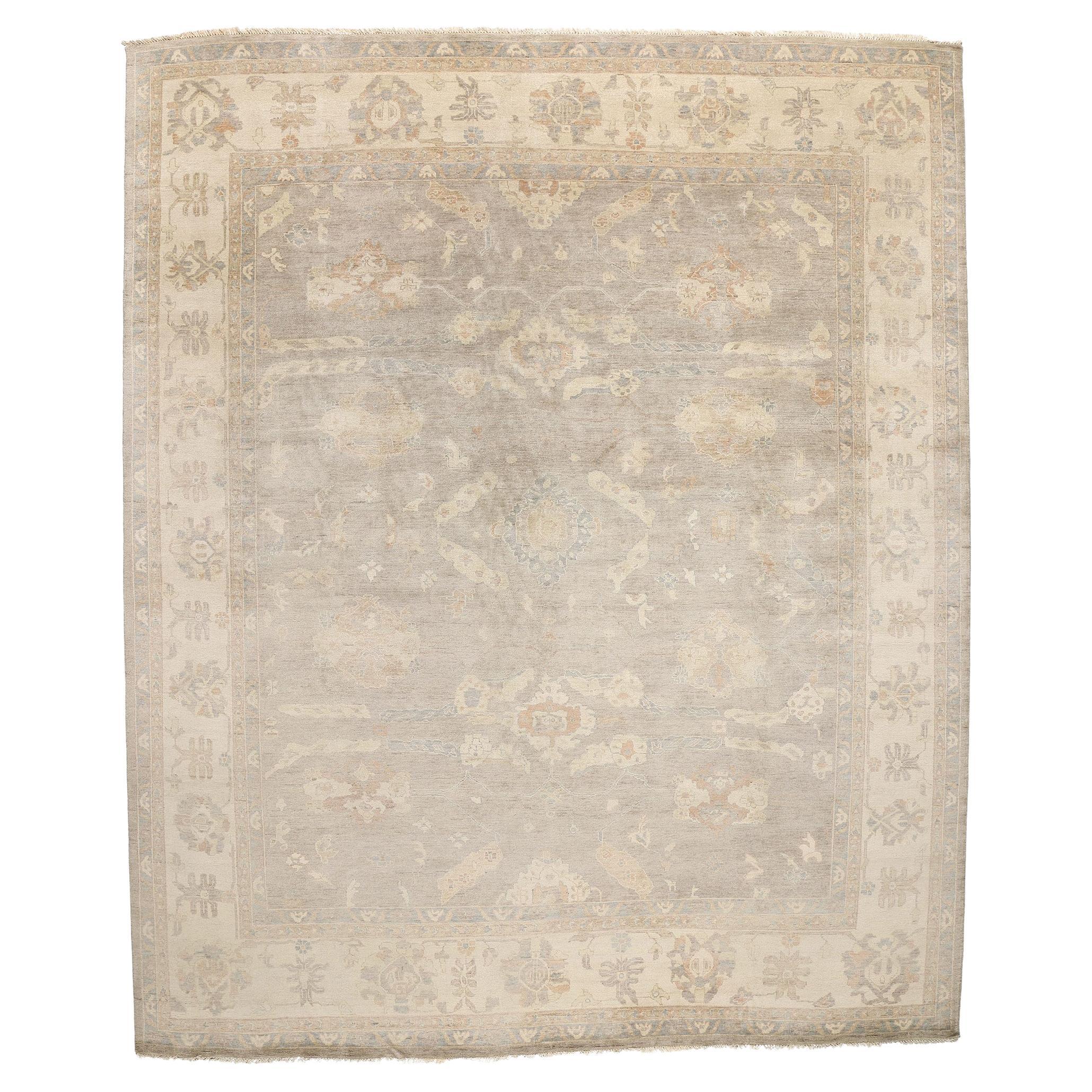 New Contemporary Grey Oushak Rug, 12'02 x 14'08