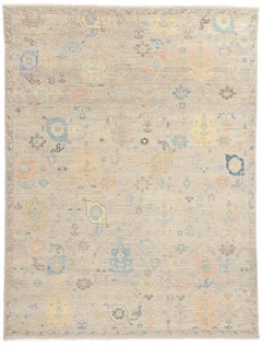 Tappeto Oushak grigio contemporaneo &New