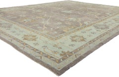 New Contemporary Grey Turkish Oushak Carpet with Transitional Style