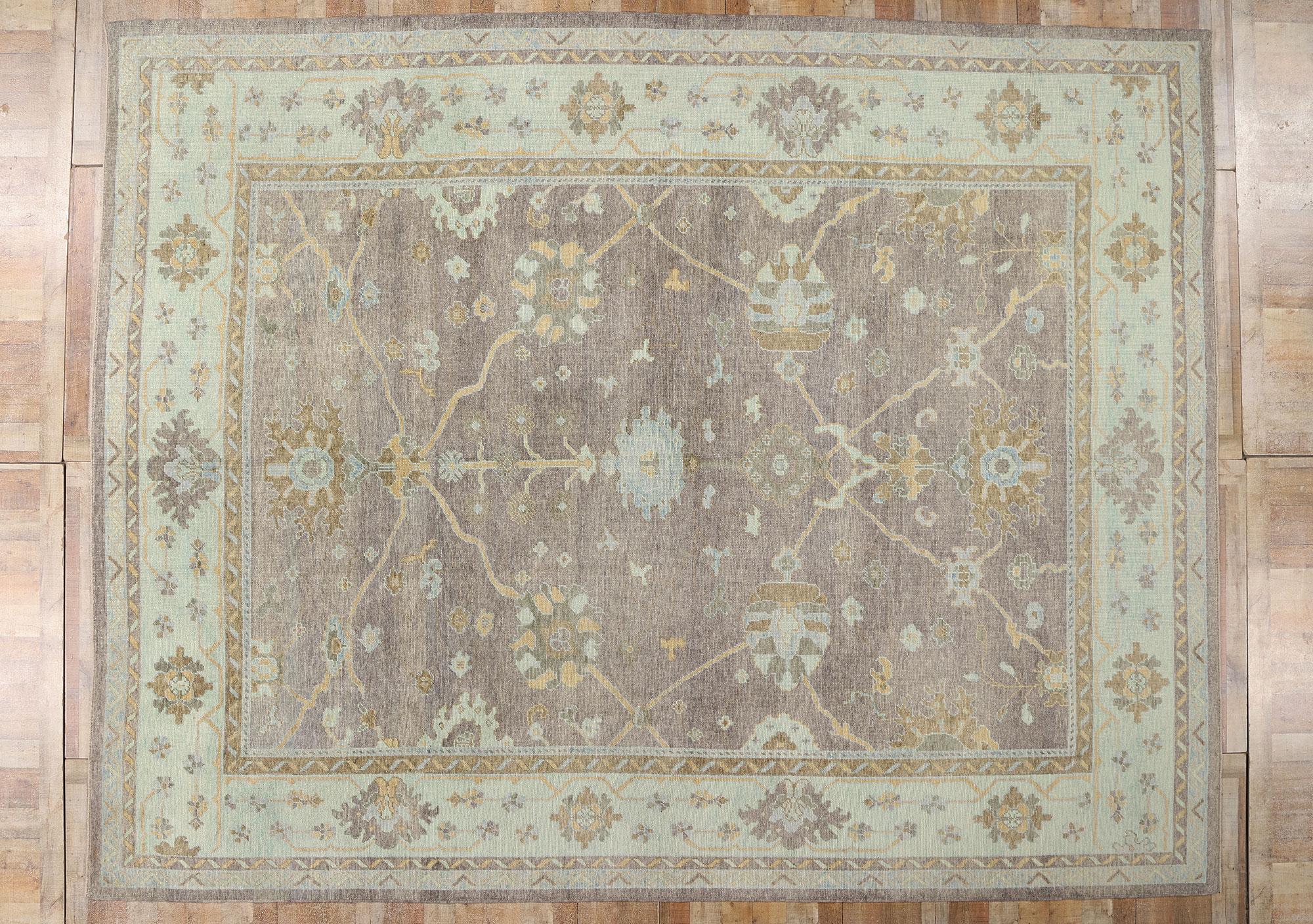 Neuer Contemporary Grau Türkisch Oushak Teppich mit Transitional Style im Angebot 2