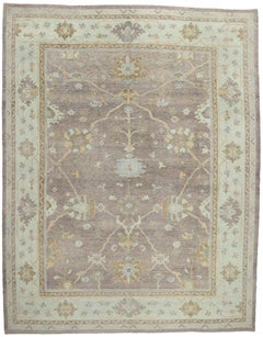 New Contemporary Grey Turkish Oushak Carpet with Transitional Style