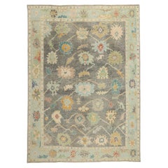 New Contemporary Grey Turkish Oushak Carpet with Pastels, 09'10 x 13'08