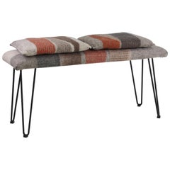 New Contemporary Hand-Felted Wool Bench with 2 Cushions