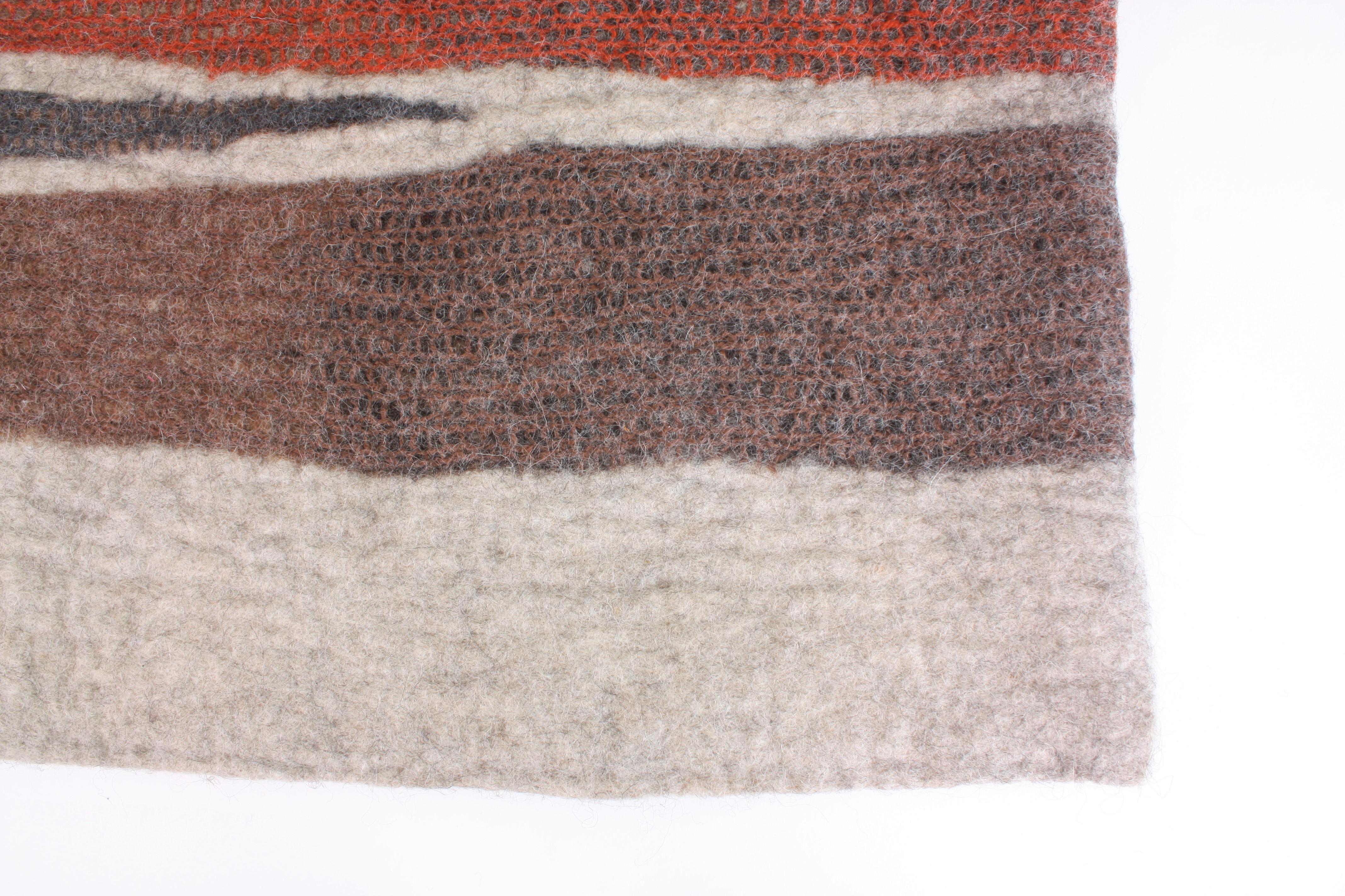 Modern Contemporary Hand-Felted Wool Rug For Sale