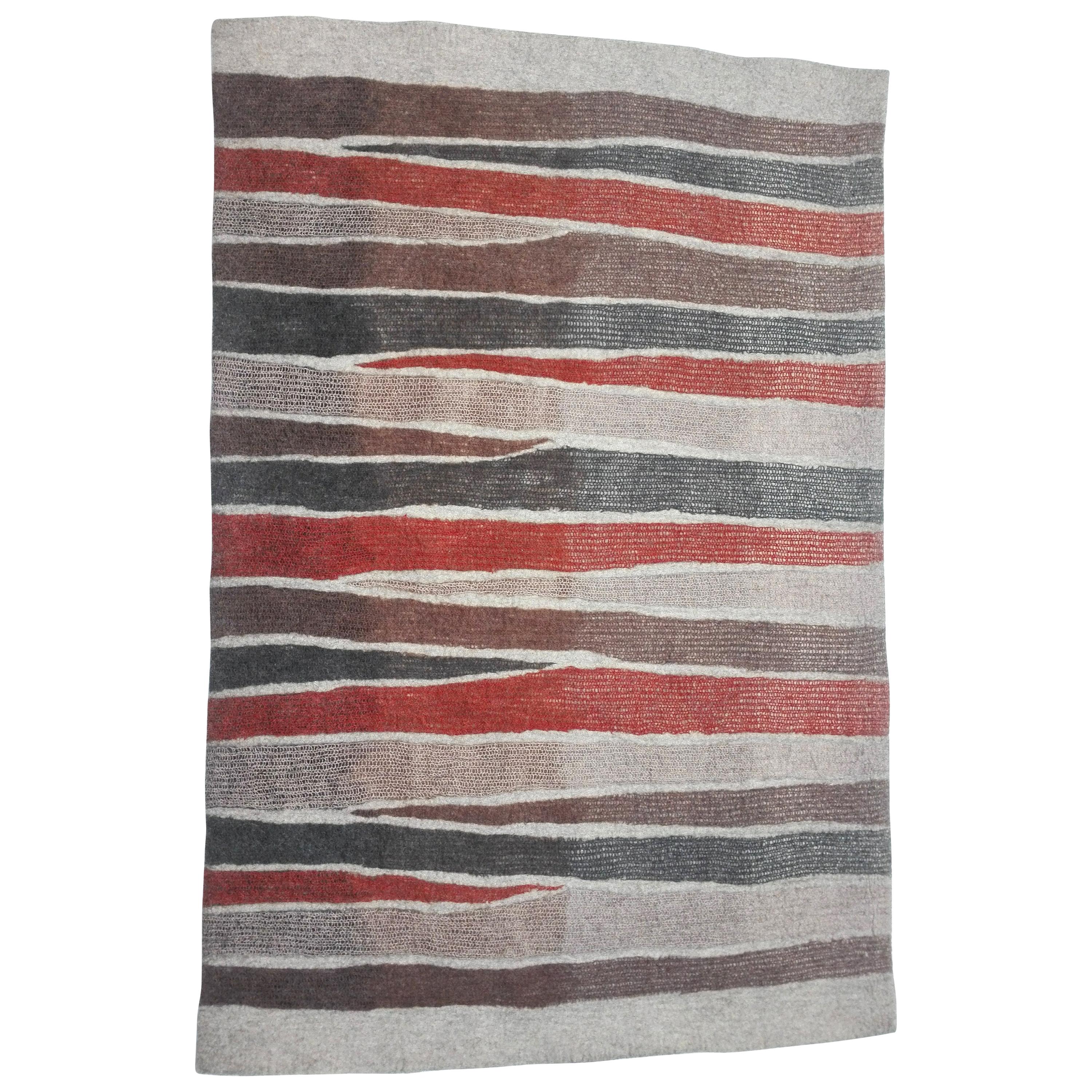 Contemporary Hand-Felted Wool Rug For Sale