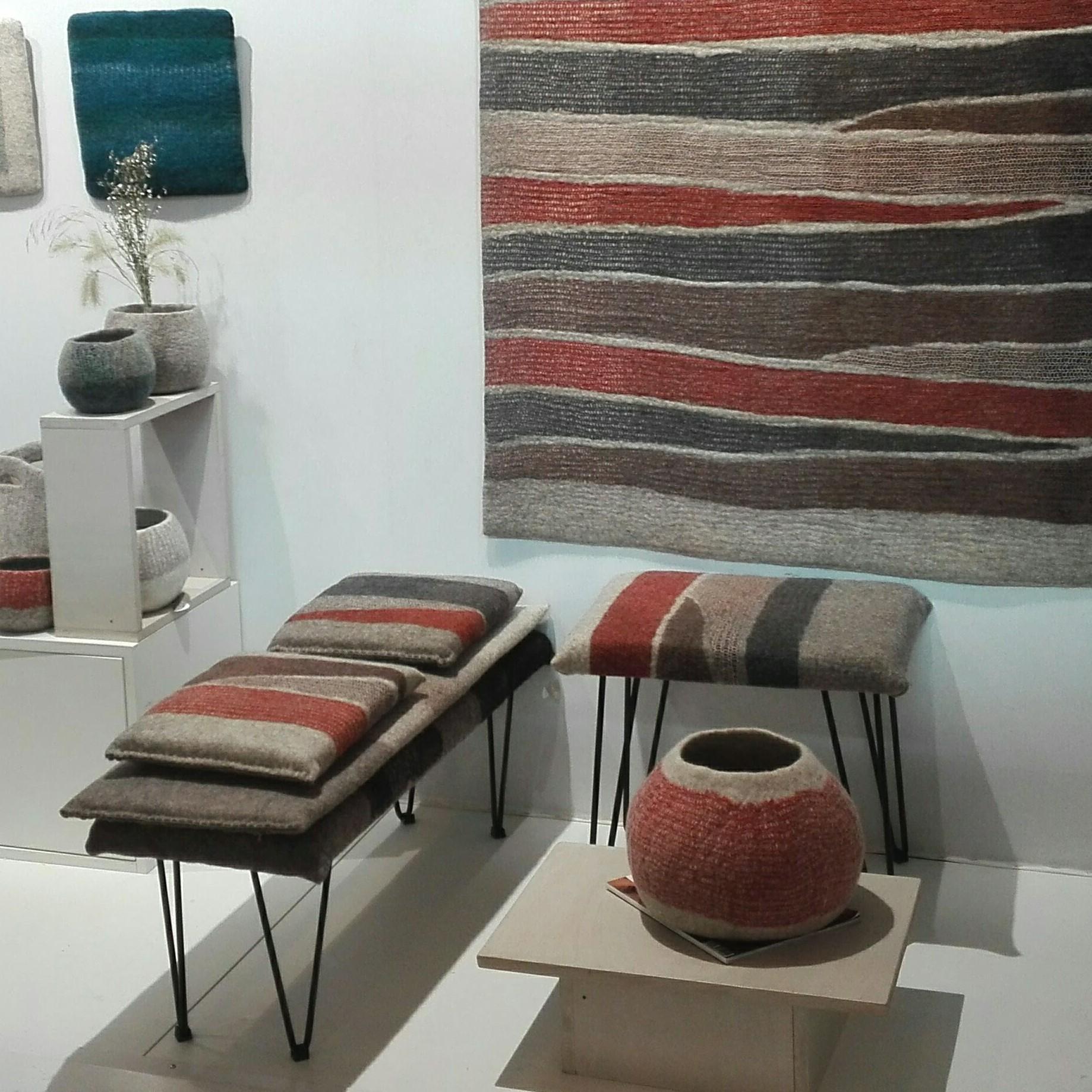 Modern New Contemporary Hand-Felted Wool Stool For Sale