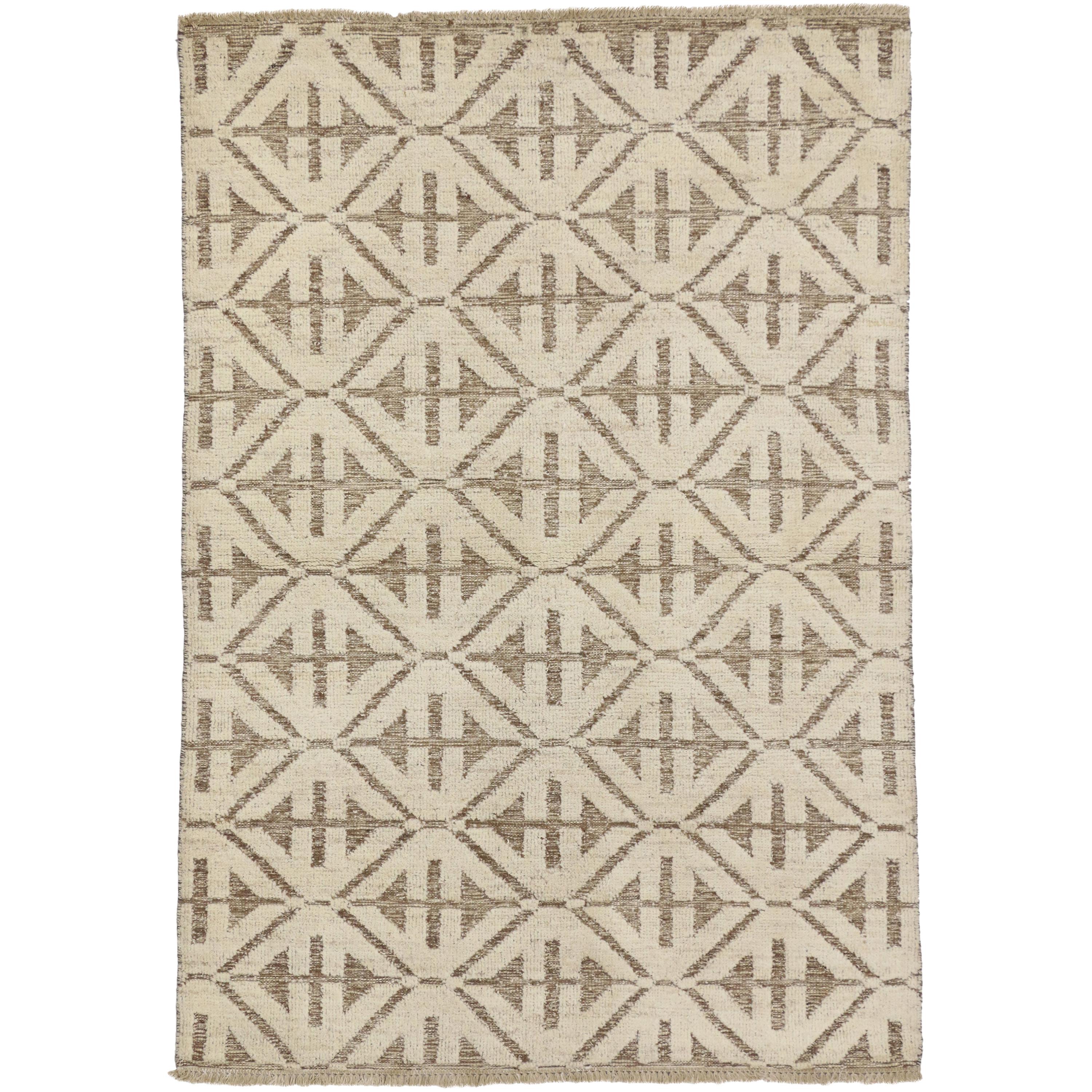 New Contemporary High and Low Texture Area Rug with Mid-Century Modern Style For Sale