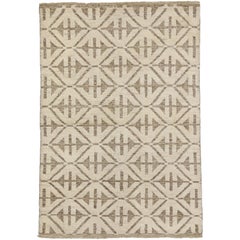 New Contemporary High and Low Texture Area Rug with Mid-Century Modern Style
