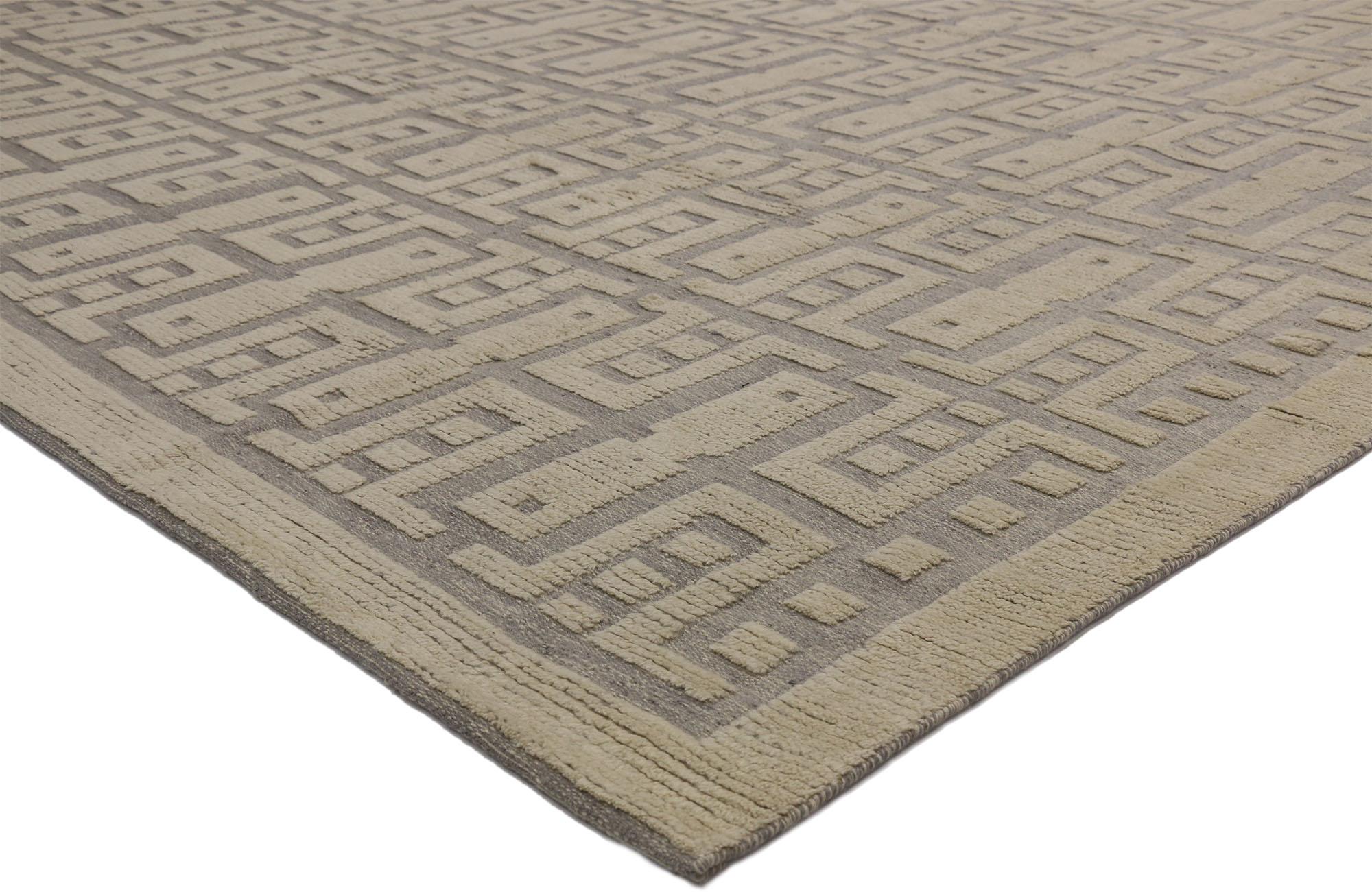 30513 new contemporary high-low Geometric Area rug. Eclectic and sophisticated with a playful texture, this hand knotted wool contemporary high-low geometric area rug showcases modern style with a twist. The raised design appears like a variation of