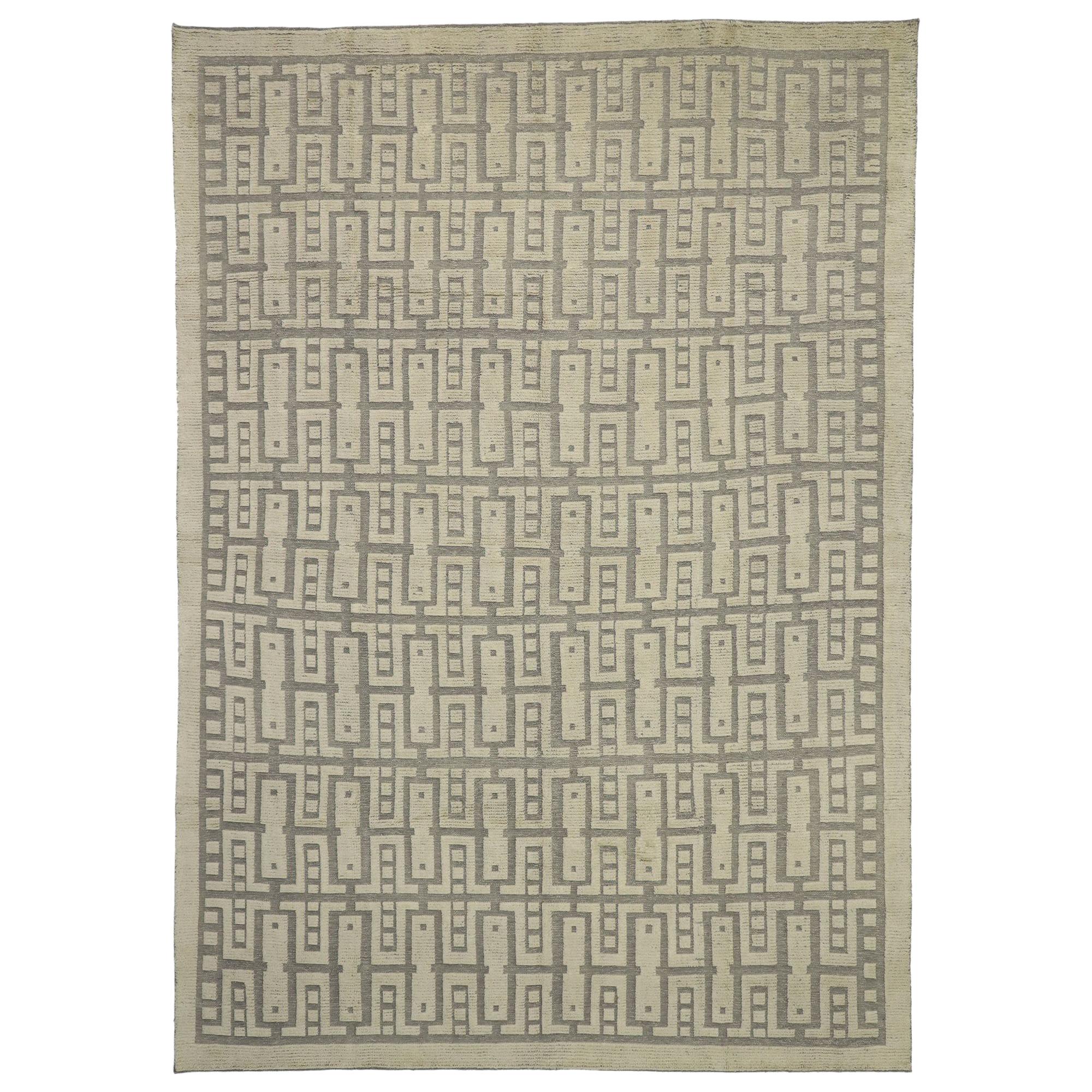 New Contemporary High-Low Geometric Area Rug with Modern Style