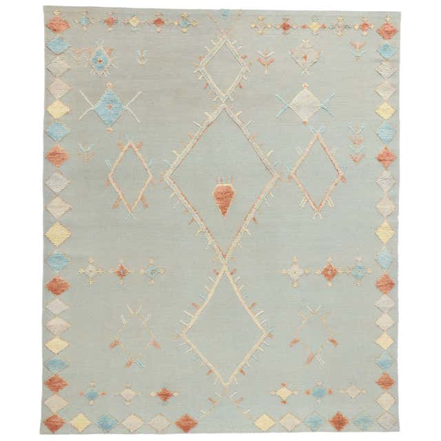 Modern Moroccan Area Rug, Preppy Argyle Meets Boho Chic For Sale at ...