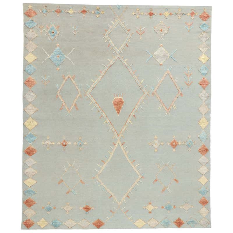 Modern Moroccan Area Rug, Preppy Argyle Meets Boho Chic For Sale at ...
