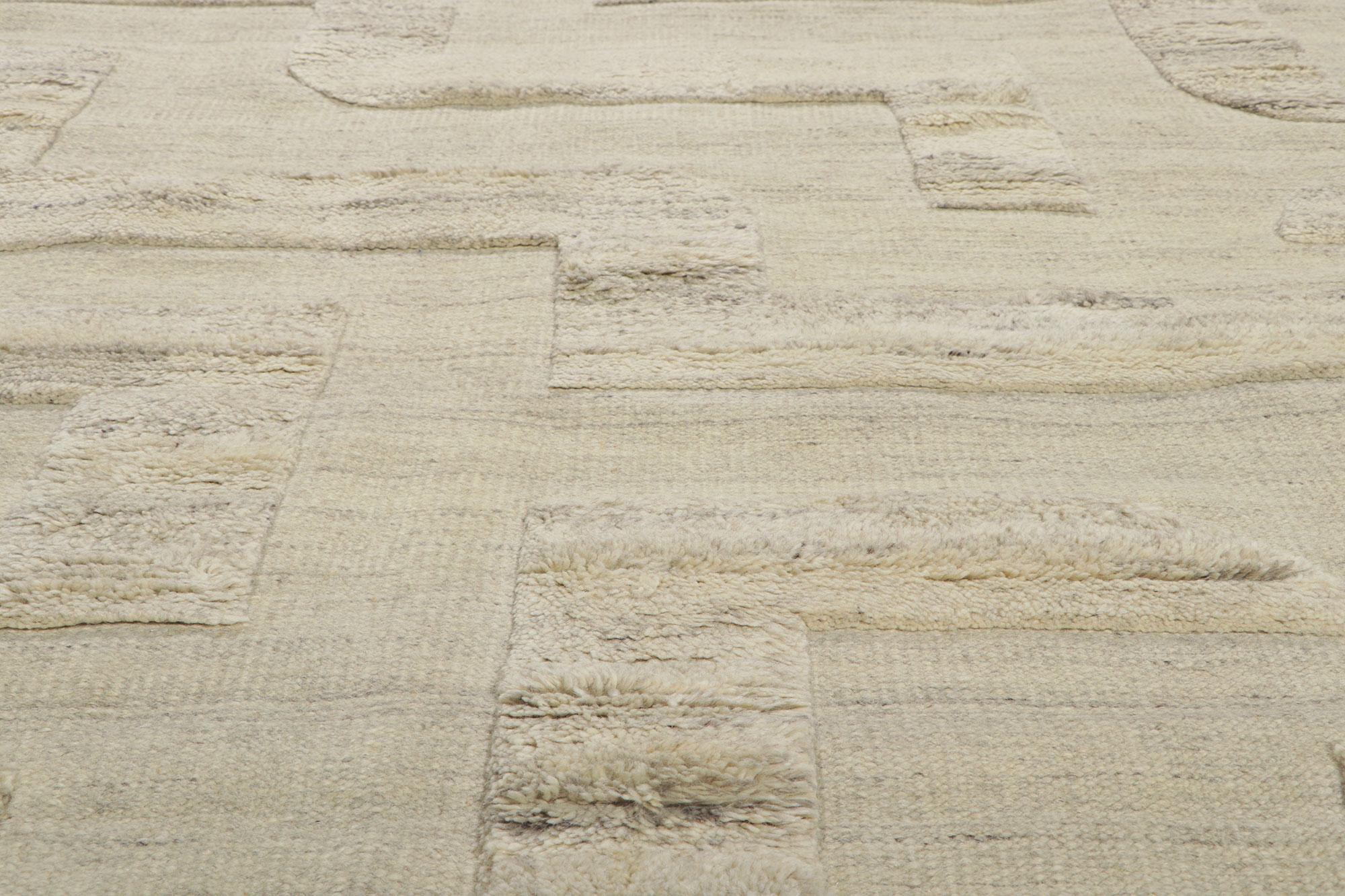 Wool New Contemporary High-Low Textured Rug For Sale