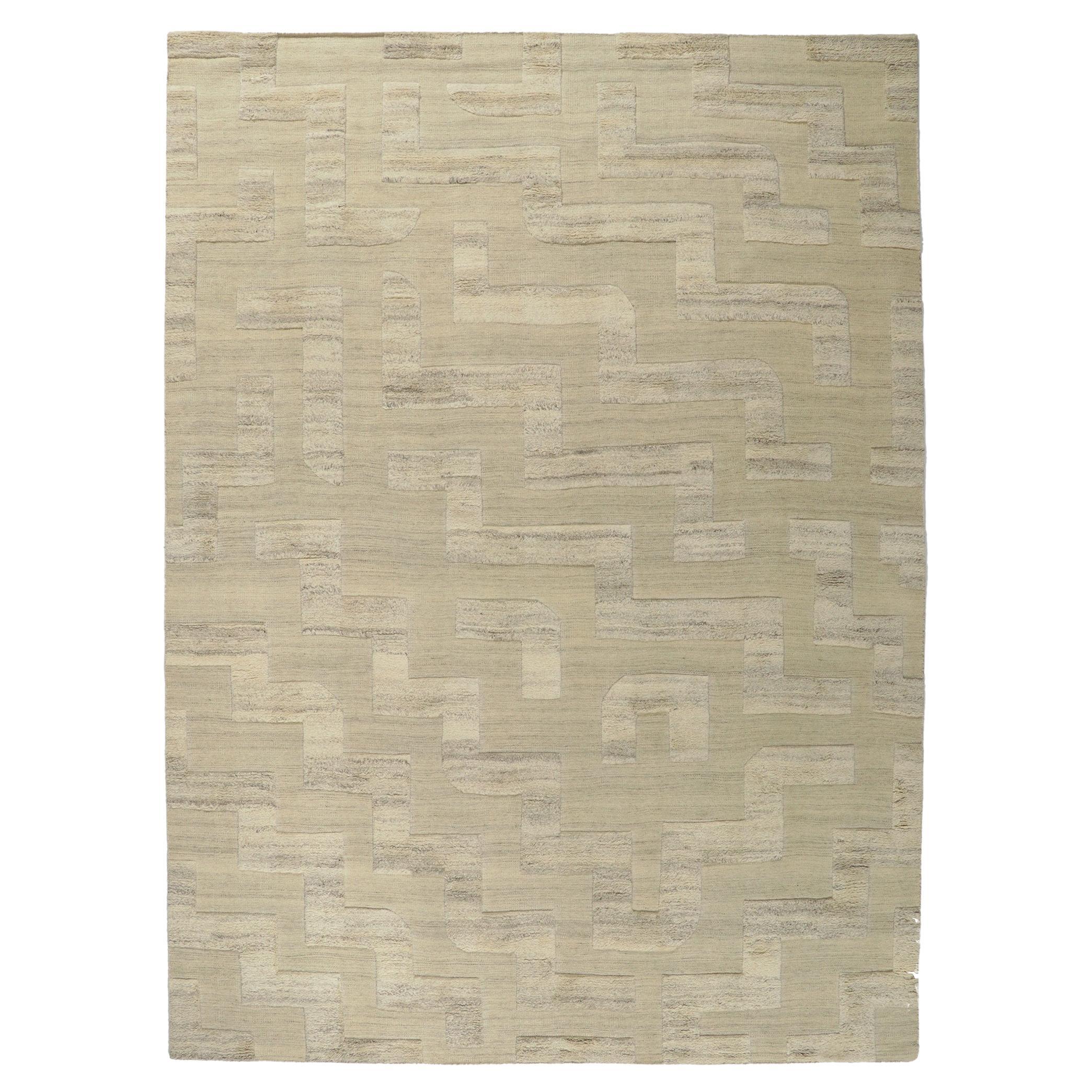 New Contemporary High-Low Textured Rug For Sale