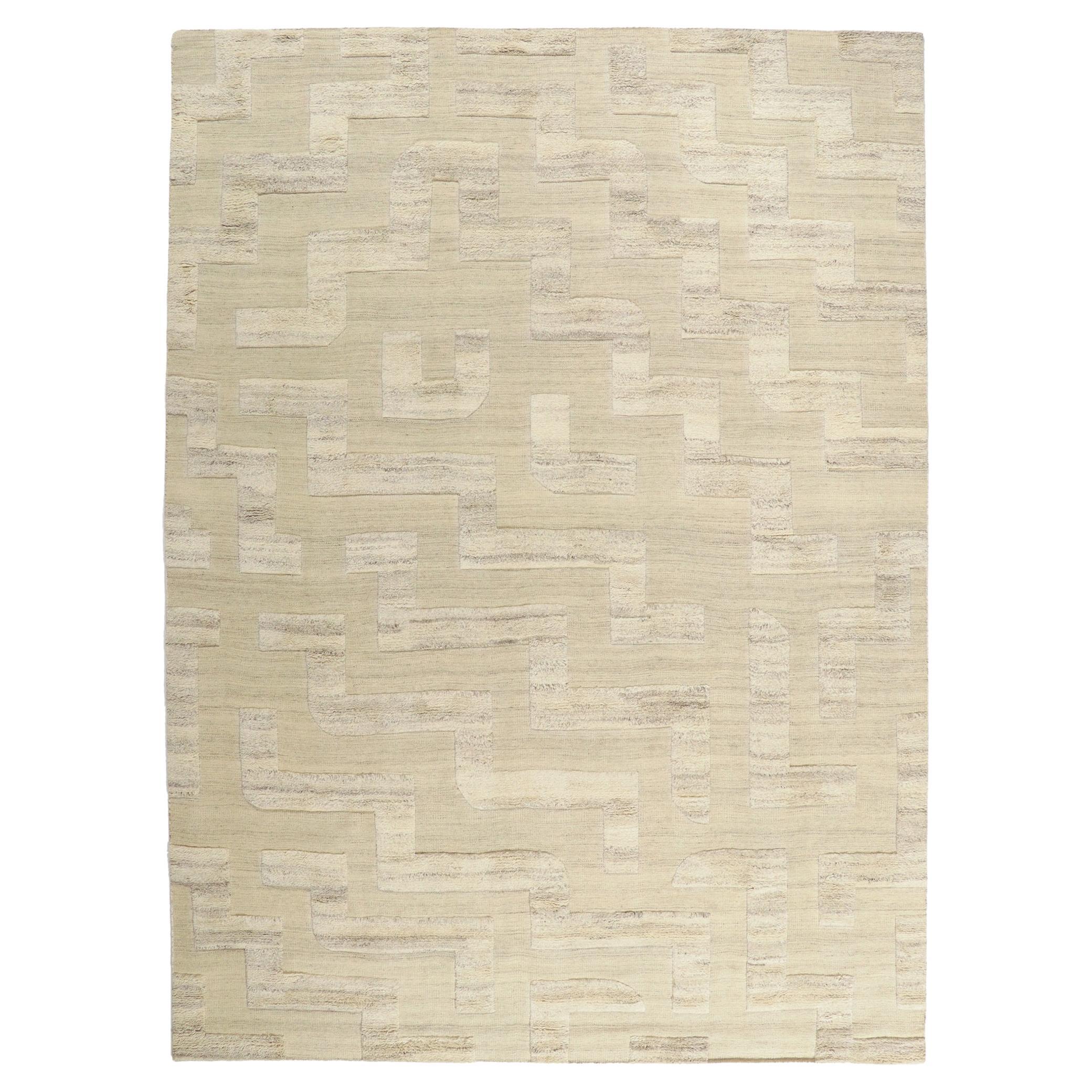 New Organic Modern High-Low Carpet with Minimalist Style For Sale