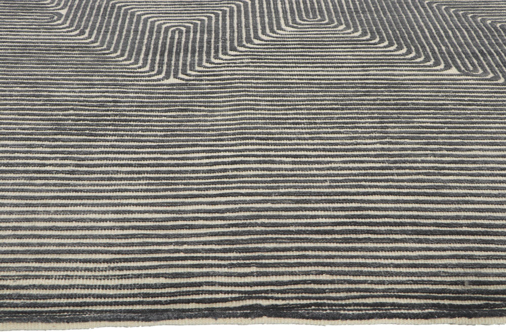 New Contemporary High-Low Textured Rug Inspired by Victor Vasarely In New Condition For Sale In Dallas, TX