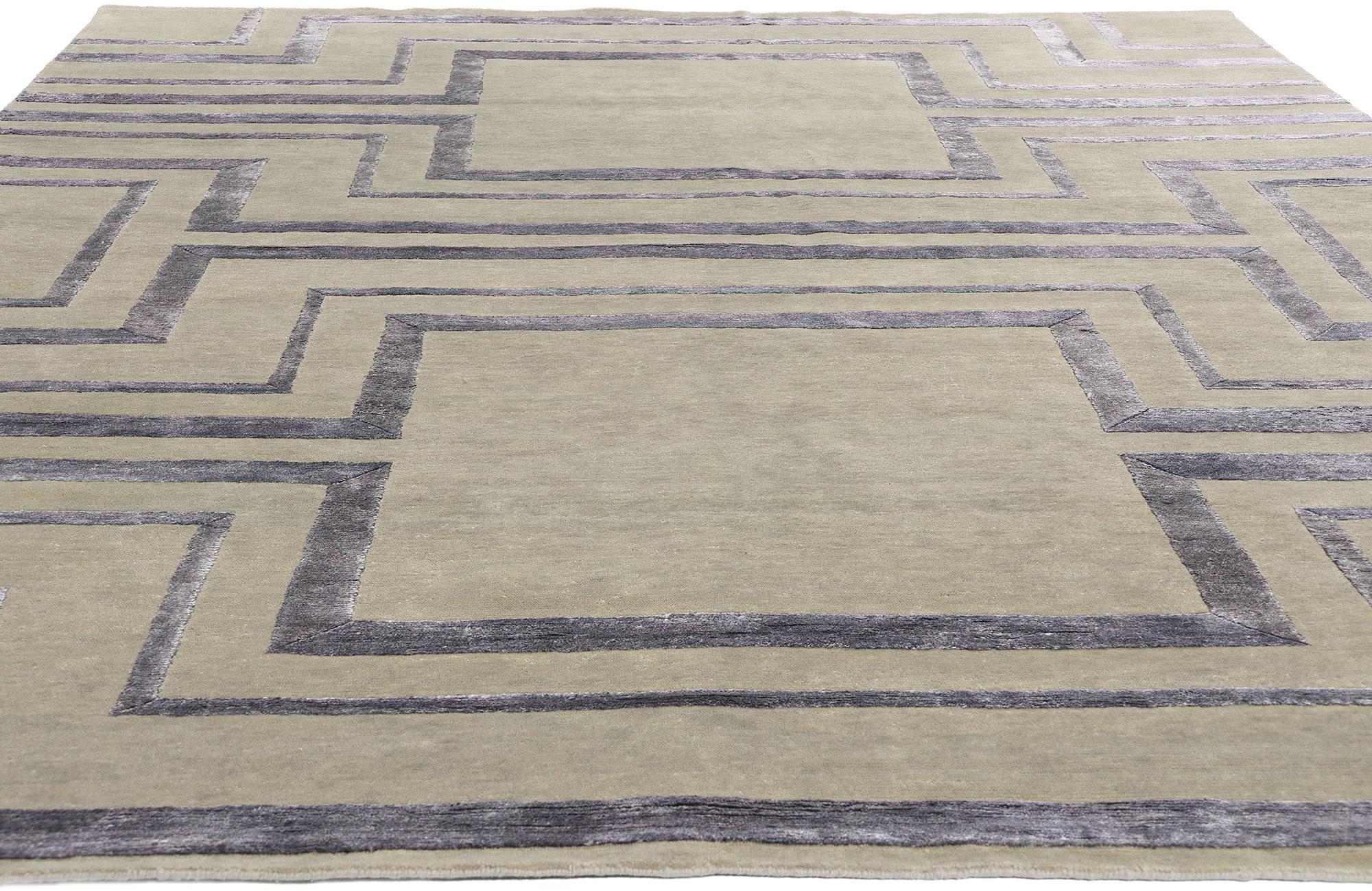 Modern New Contemporary High-Low Wool & Silk Rug For Sale