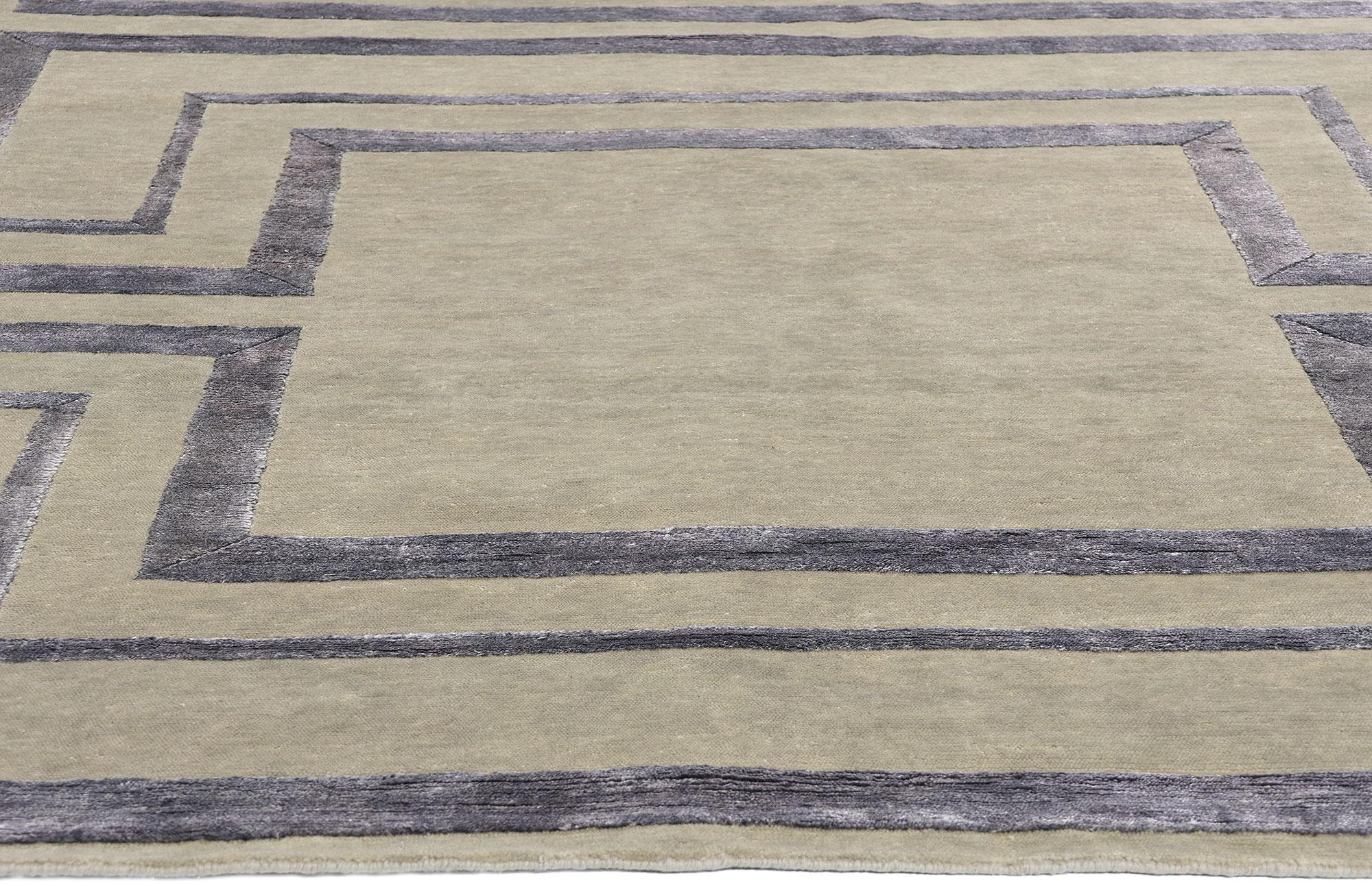 Indian New Contemporary High-Low Wool & Silk Rug For Sale