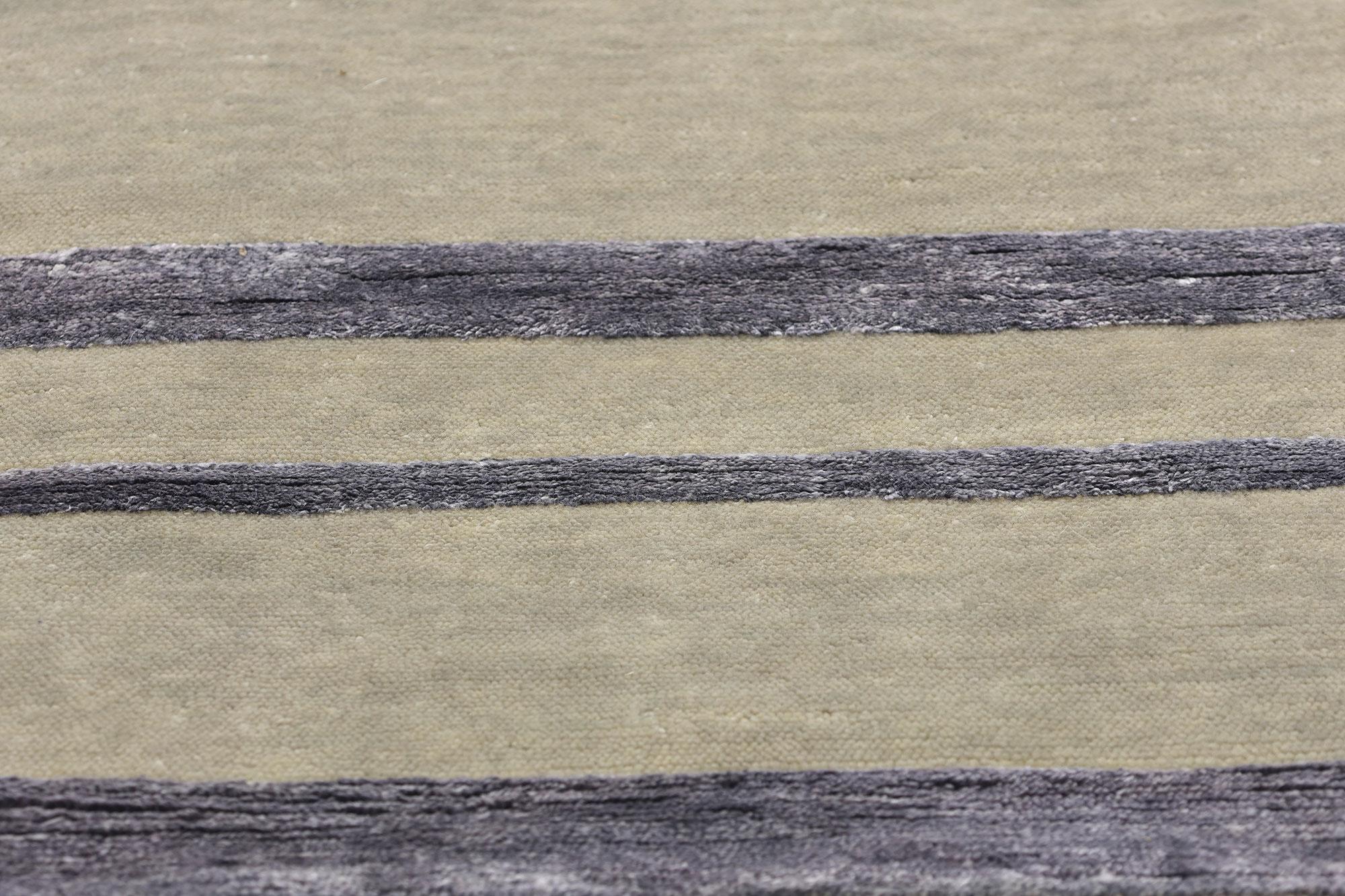 Hand-Knotted New Contemporary High-Low Wool & Silk Rug For Sale