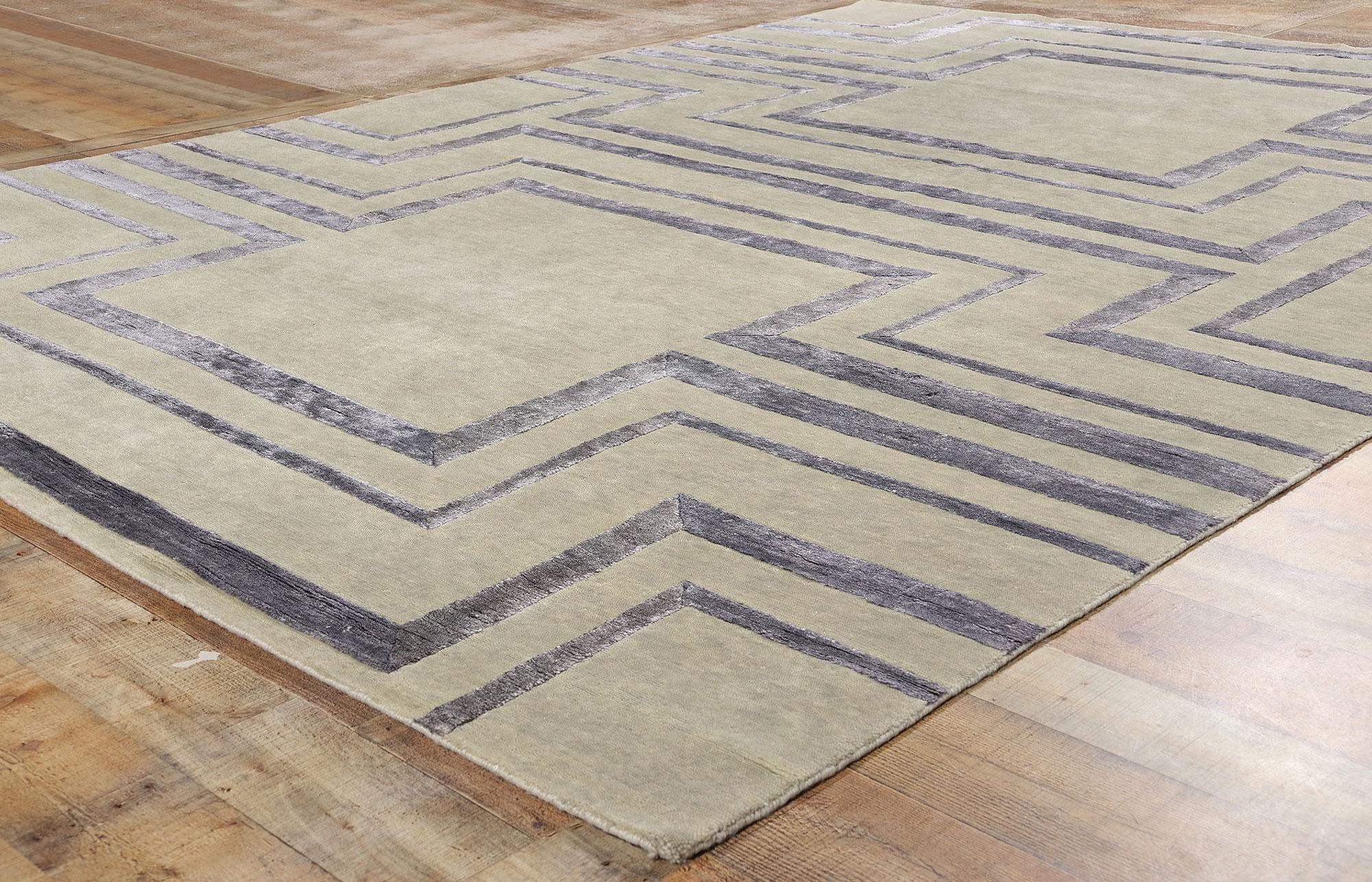 New Contemporary High-Low Wool & Silk Rug For Sale 1