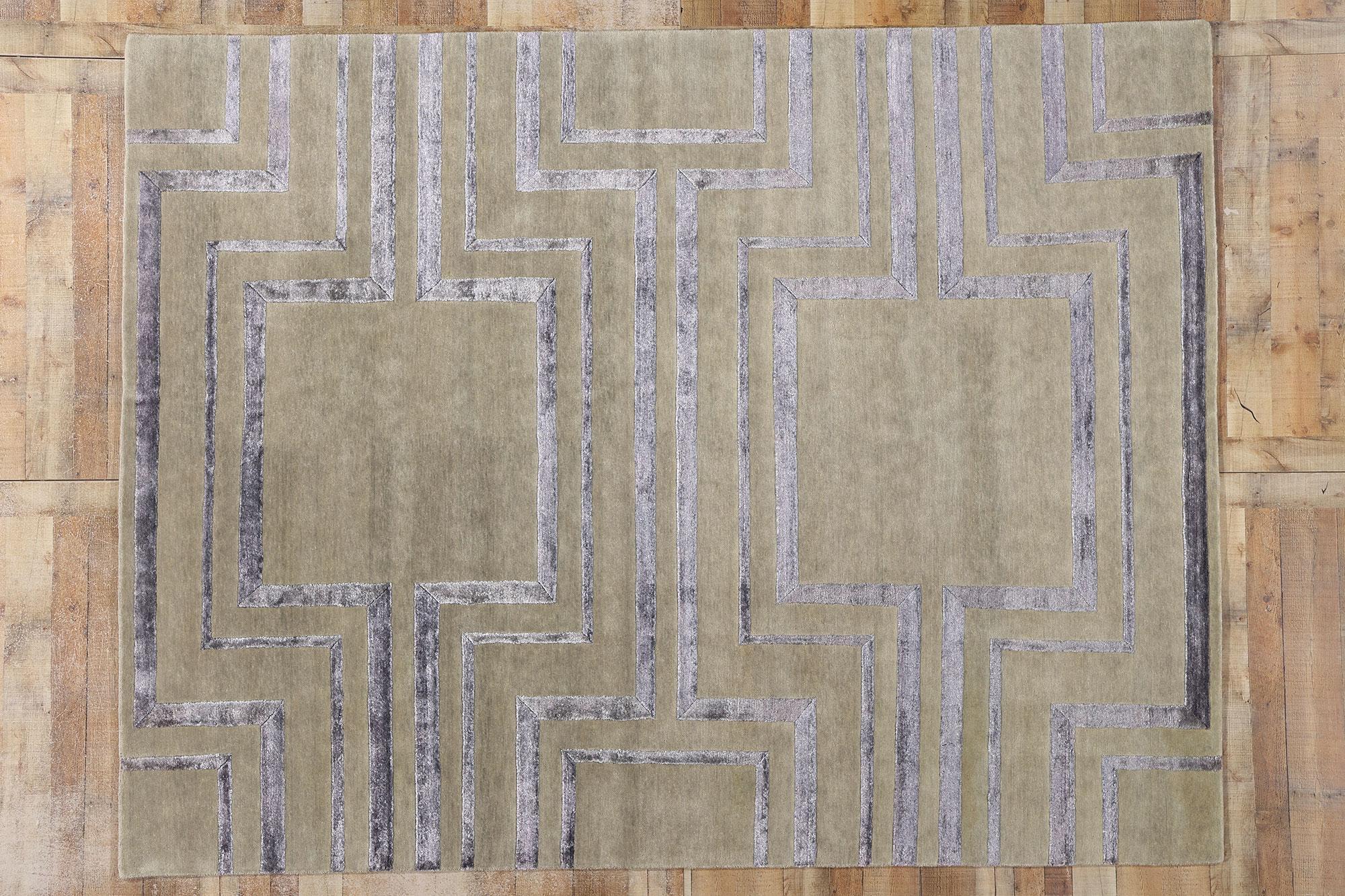 New Contemporary High-Low Wool & Silk Rug For Sale 3