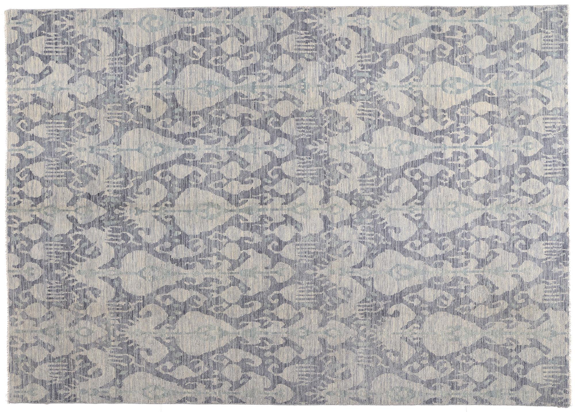 New Transitional Blue Gray Ikat Rug with Modern Style For Sale 3