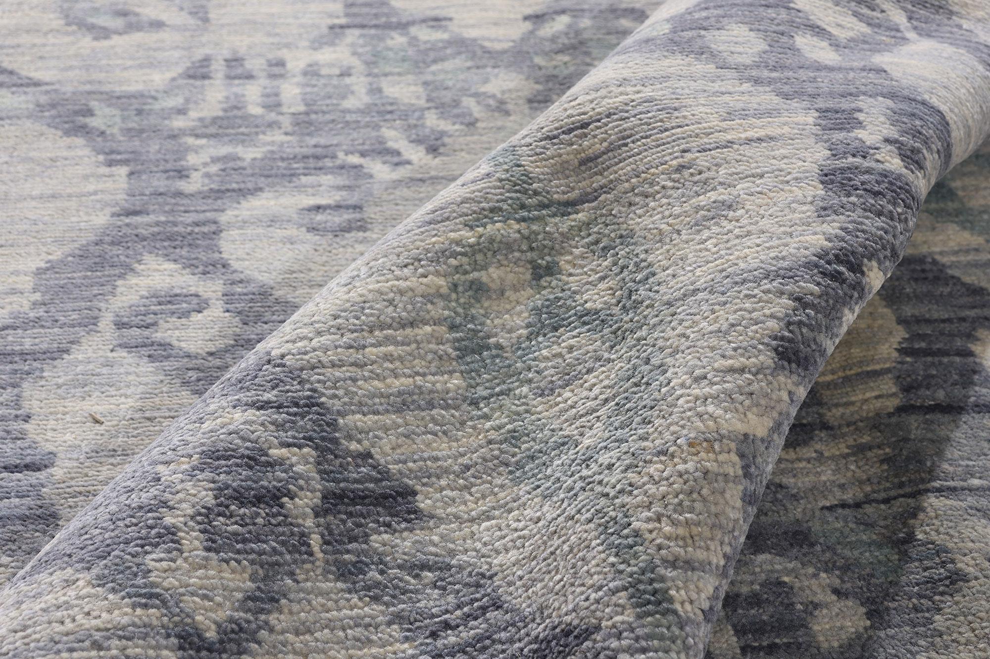 New Transitional Blue Gray Ikat Rug with Modern Style In New Condition For Sale In Dallas, TX