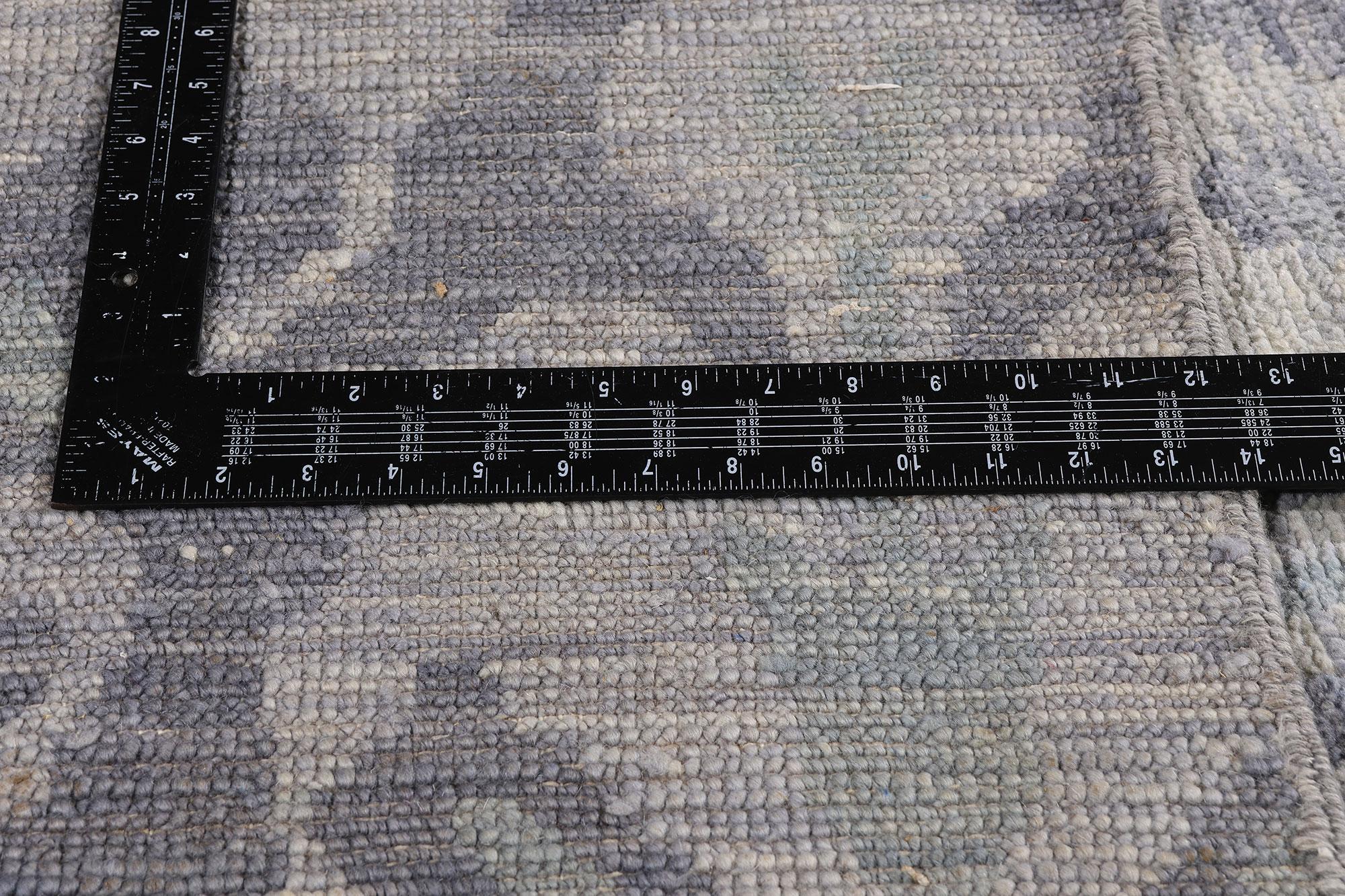 Contemporary New Transitional Blue Gray Ikat Rug with Modern Style For Sale