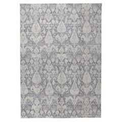 New Transitional Blue Gray Ikat Rug with Modern Style