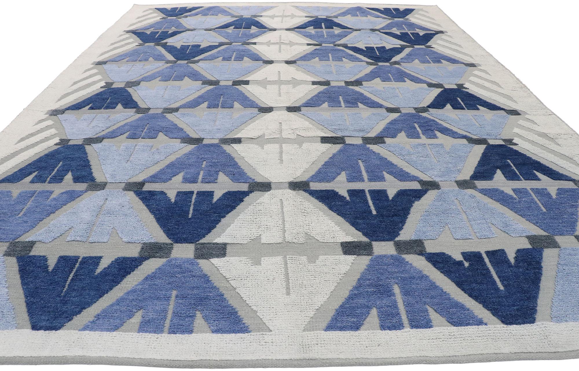 Hand-Woven New Contemporary Indian Kilim Souf Rug with Raised Design For Sale
